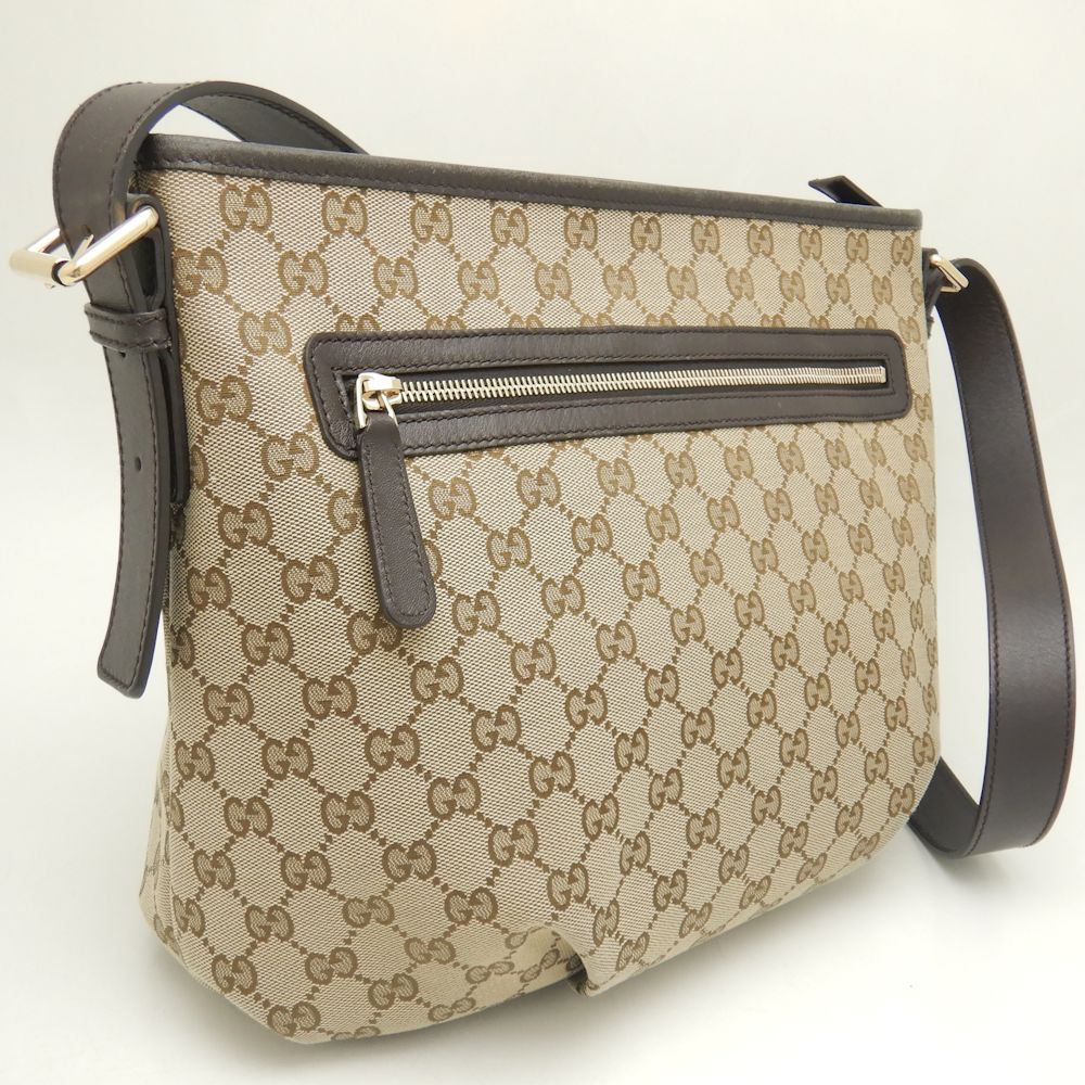 Gucci GG Canvas Shoulder Bag Beige Brown