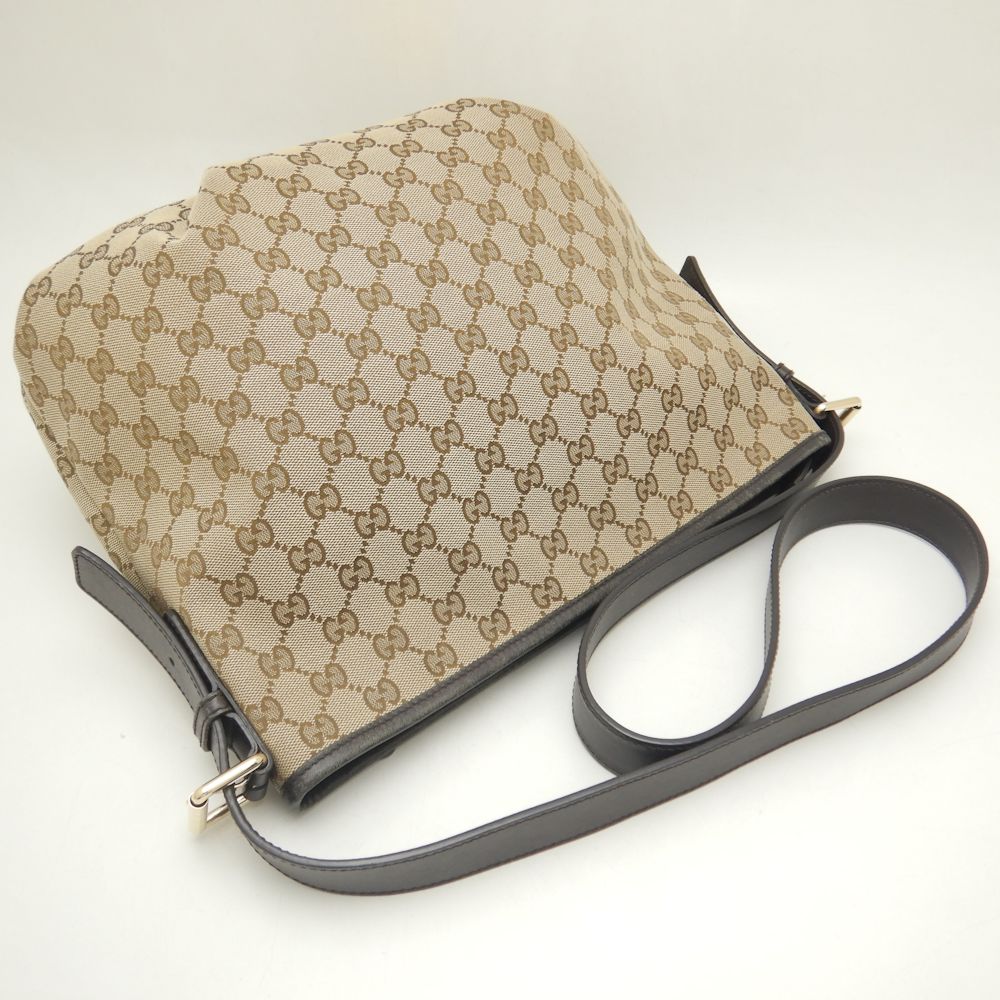 Gucci GG Canvas Shoulder Bag Beige Brown