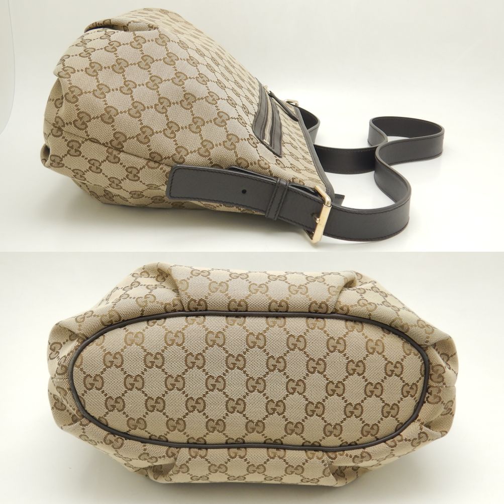 Gucci GG Canvas Shoulder Bag Beige Brown