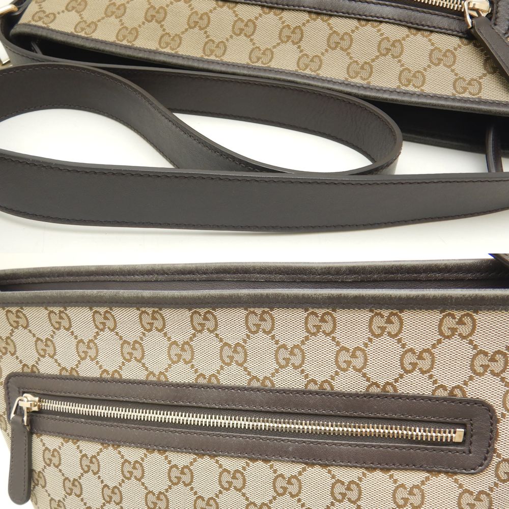 Gucci GG Canvas Shoulder Bag Beige Brown