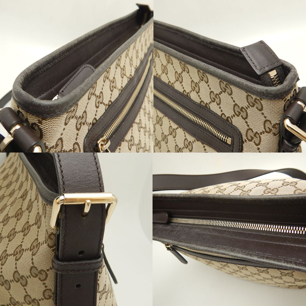 Gucci GG Canvas Shoulder Bag Beige Brown