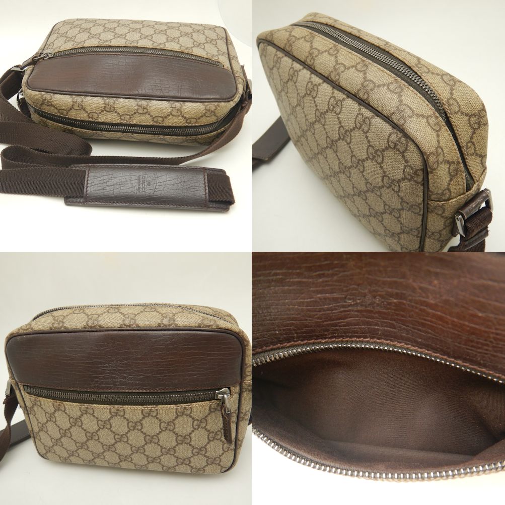 Gucci GG Supreme Canvas Leather Shoulder Bag