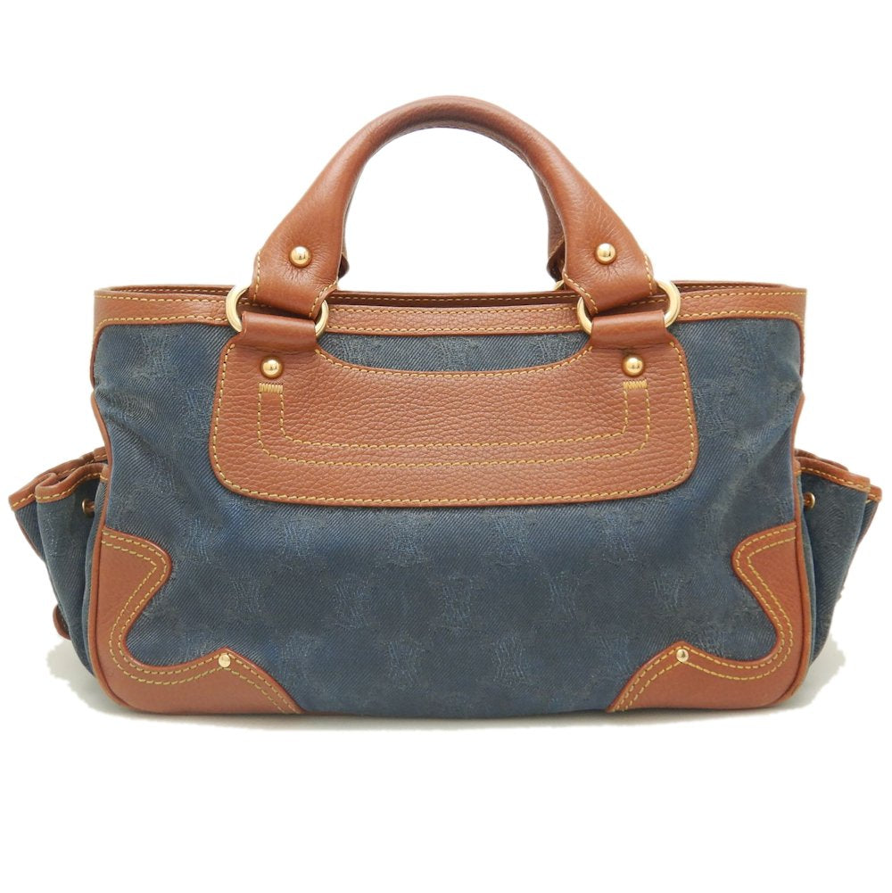 Celine Canvas Leather Boogie Handbag Navy Brown