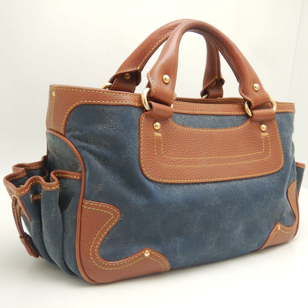 Celine Canvas Leather Boogie Handbag Navy Brown