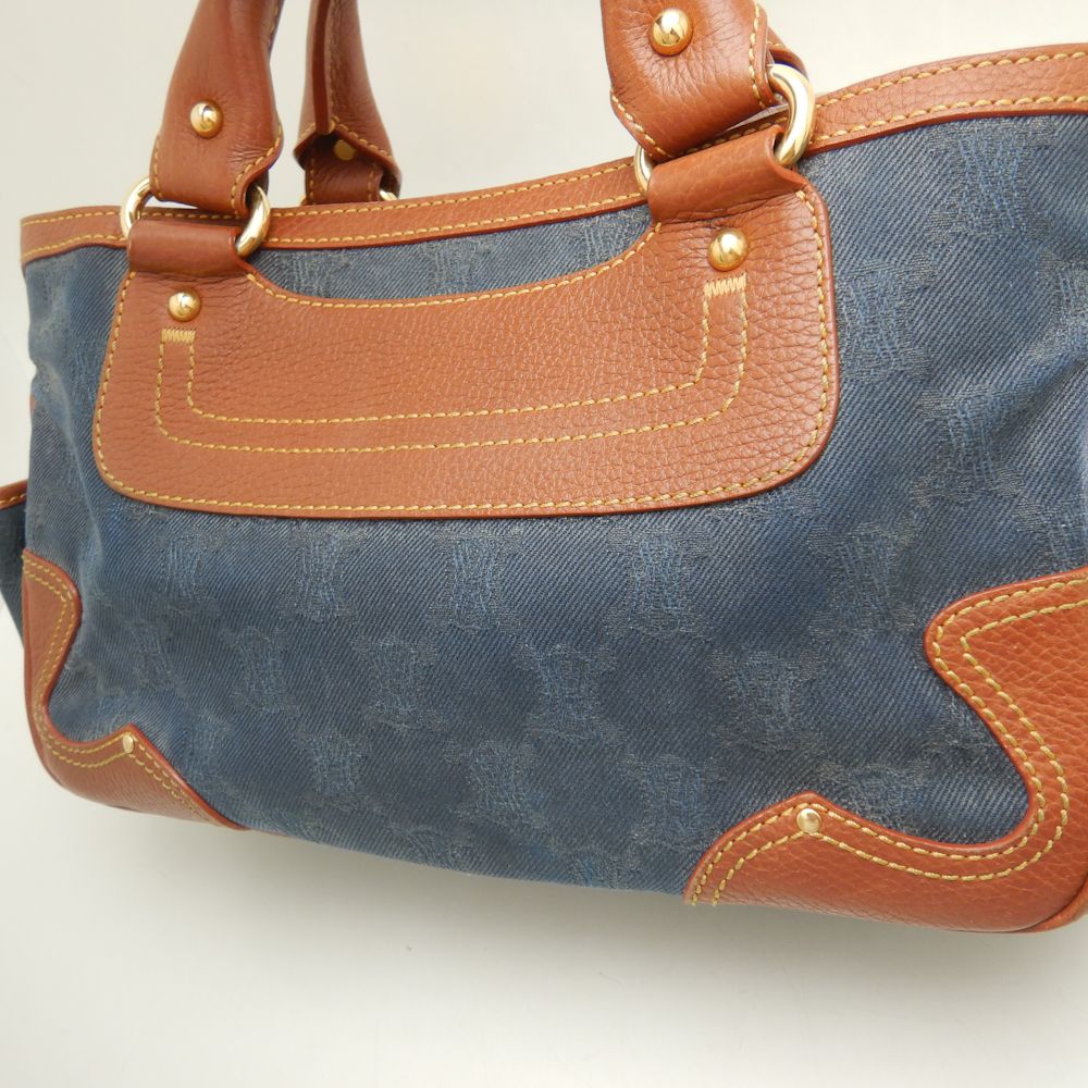 Celine Canvas Leather Boogie Handbag Navy Brown