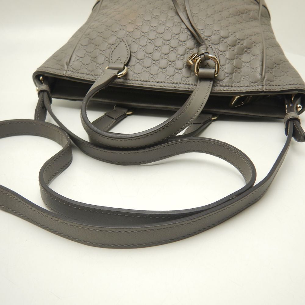 Gucci Leather 2WAY Handbag 449241 Gray