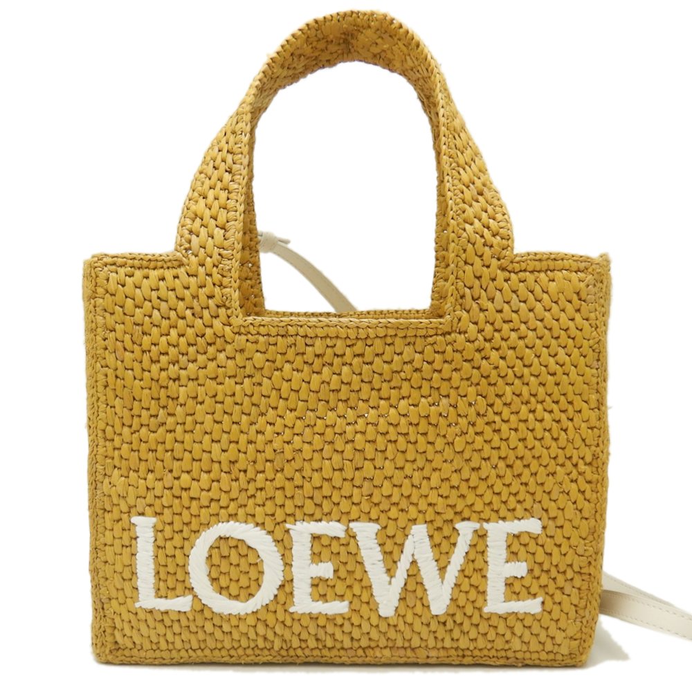 Loewe Raffia Font Tote Small Bag