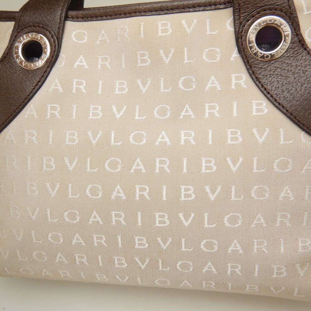 Bvlgari Canvas Leather Tote Bag