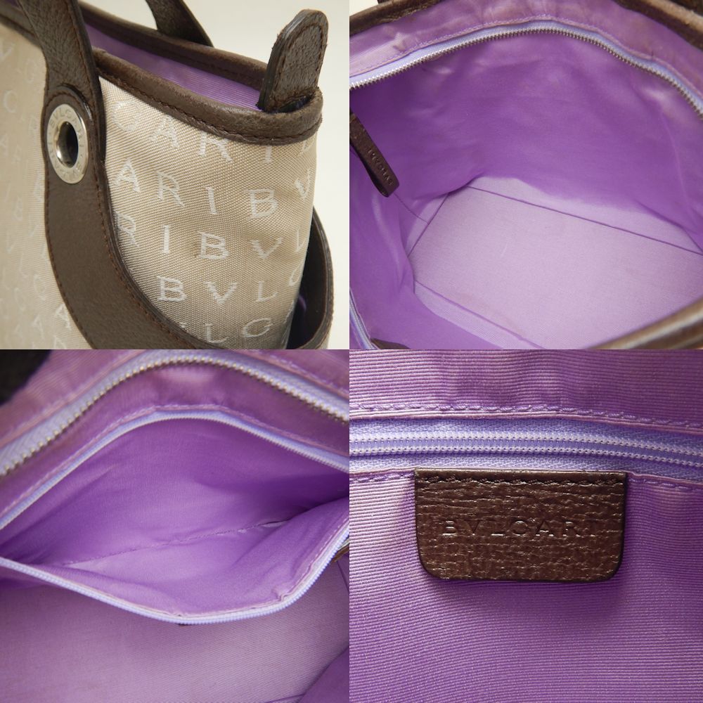 Bvlgari Canvas Leather Tote Bag