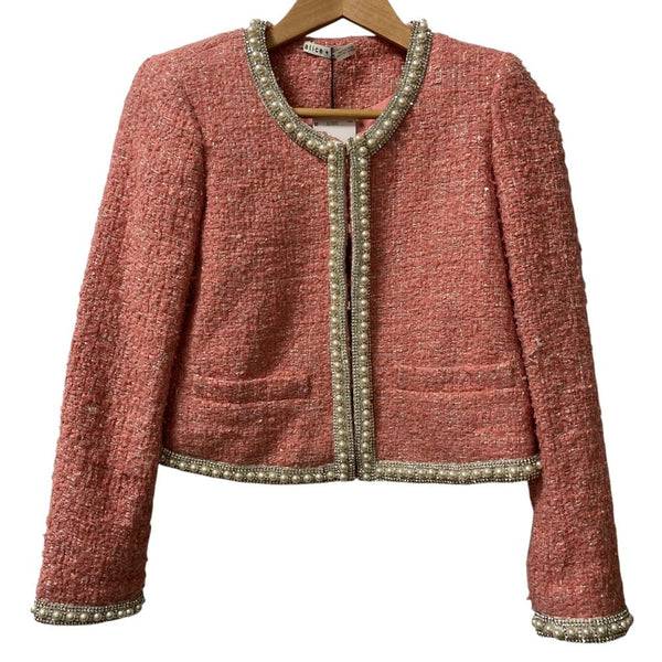 alice + olivia Faux Pearl Tweed Jacket