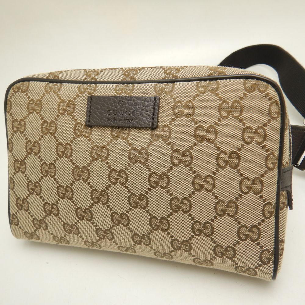 Gucci GG Canvas Leather Waist Bag 449174