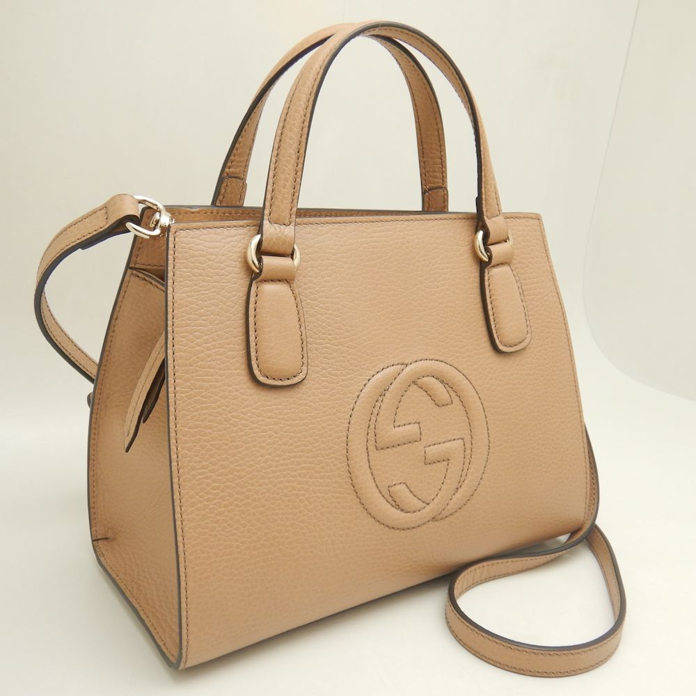 Gucci Soho 2WAY Leather Handbag Beige