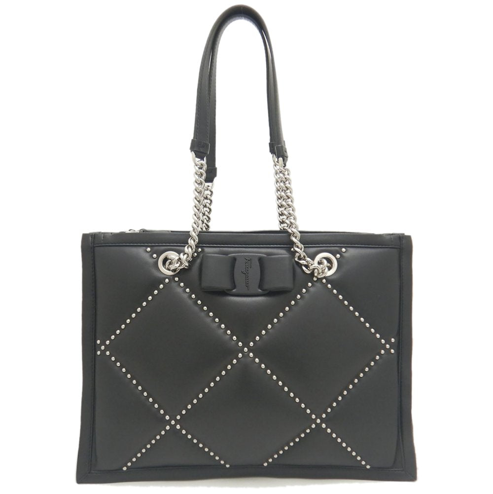 Salvatore Ferragamo Leather Chain Tote Bag