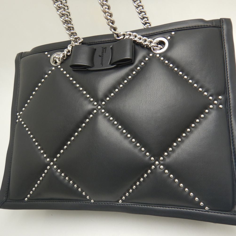 Salvatore Ferragamo Leather Chain Tote Bag