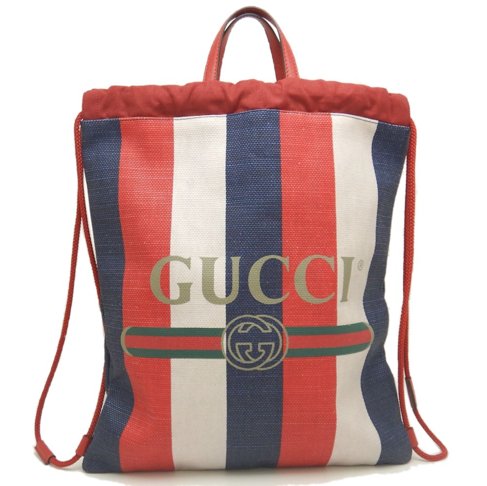 Gucci Canvas Leather Drawstring Backpack