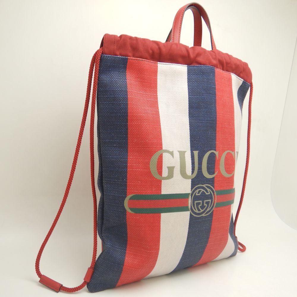 Gucci Canvas Leather Drawstring Backpack