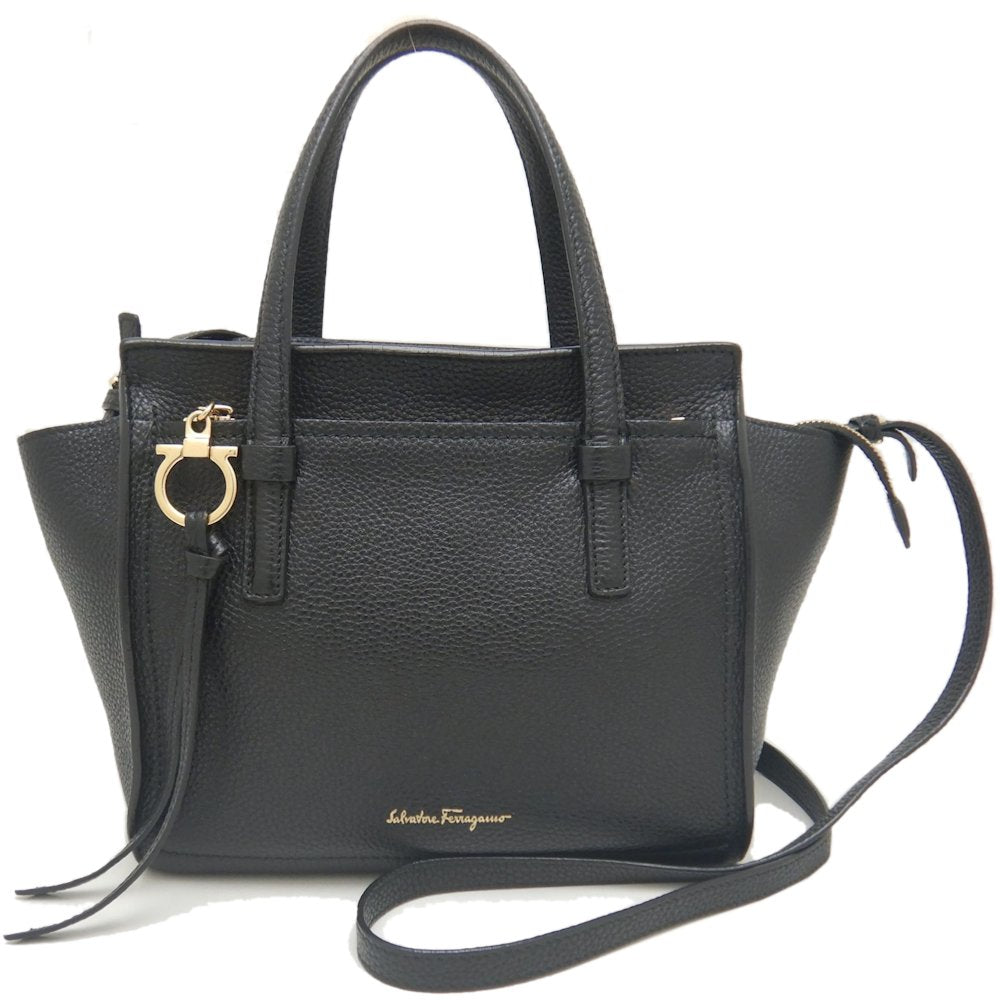 Salvatore Ferragamo Amy 2WAY Leather Handbag Black