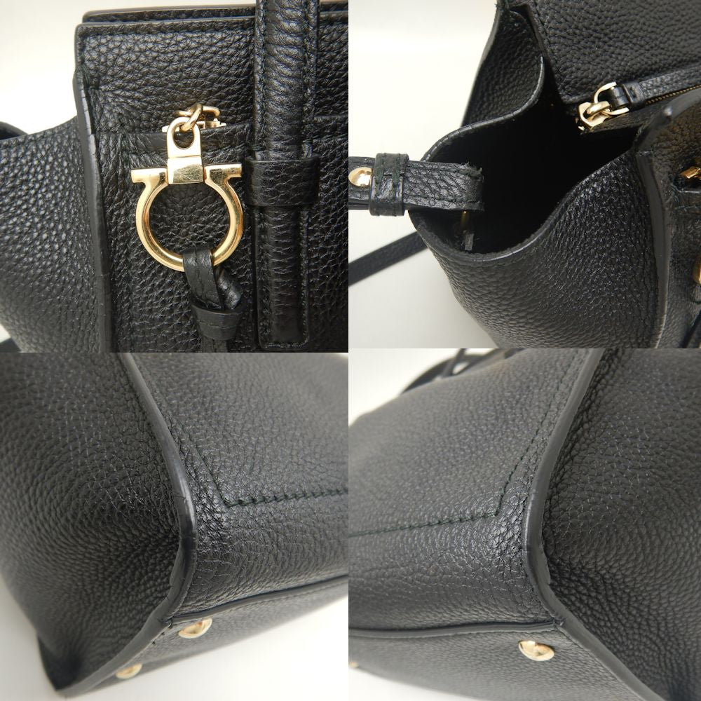 Salvatore Ferragamo Amy 2WAY Leather Handbag Black