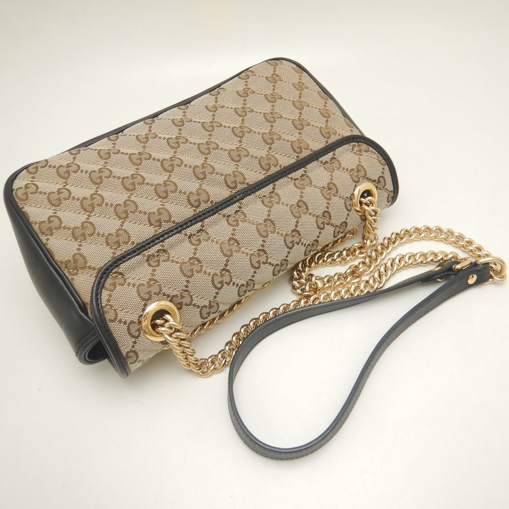 Gucci Quilted Small Chain Shoulder Bag Canvas Leather