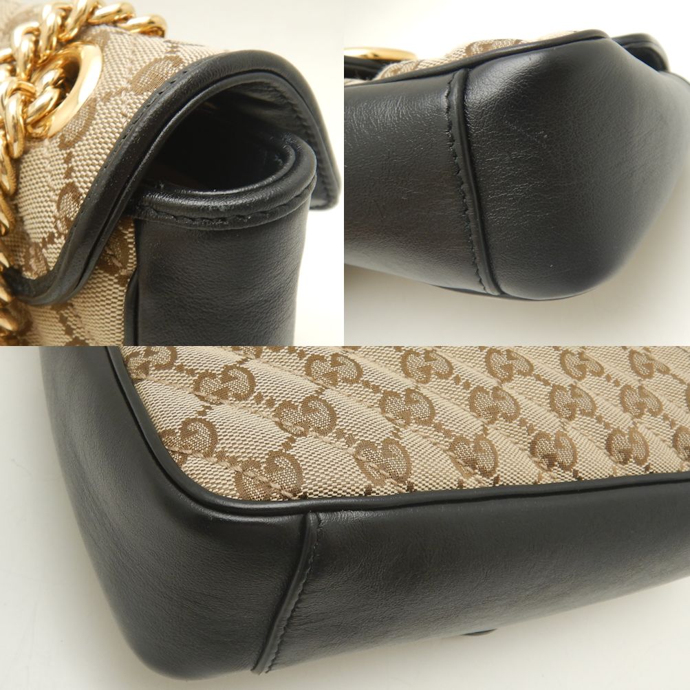 Gucci Quilted Small Chain Shoulder Bag Canvas Leather