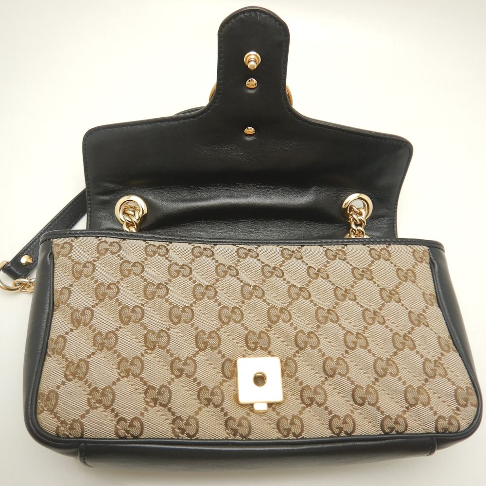 Gucci Quilted Small Chain Shoulder Bag Canvas Leather