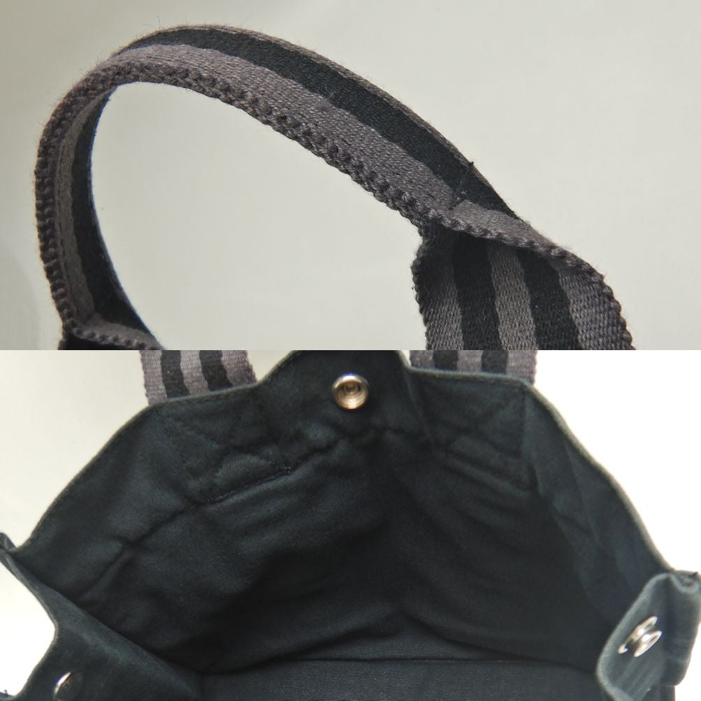 Hermes Cotton Canvas Tote Bag Black Gray