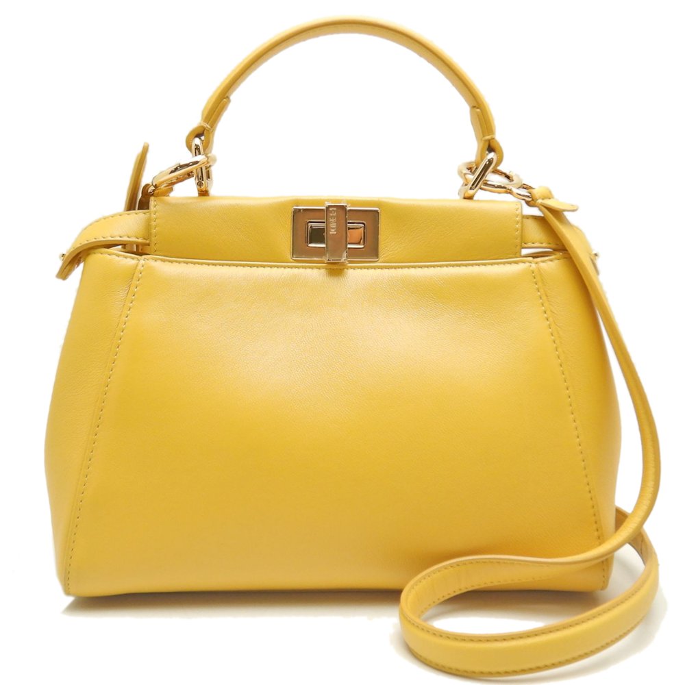 Fendi Peekaboo Mini Leather Handbag Yellow