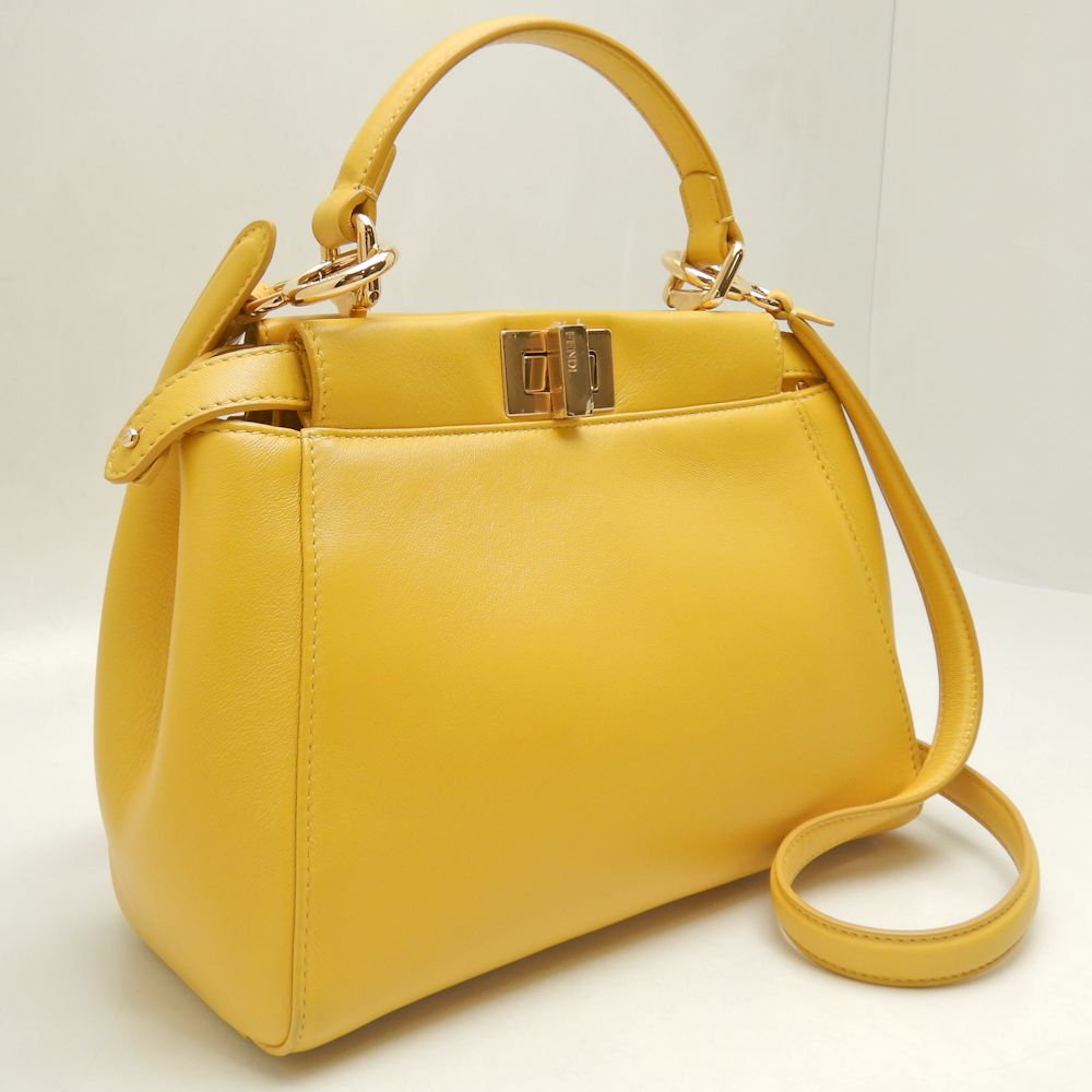 Fendi Peekaboo Mini Leather Handbag Yellow