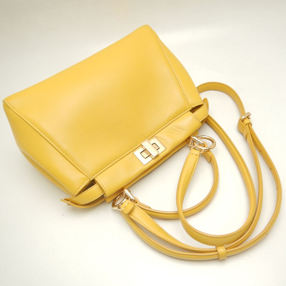 Fendi Peekaboo Mini Leather Handbag Yellow