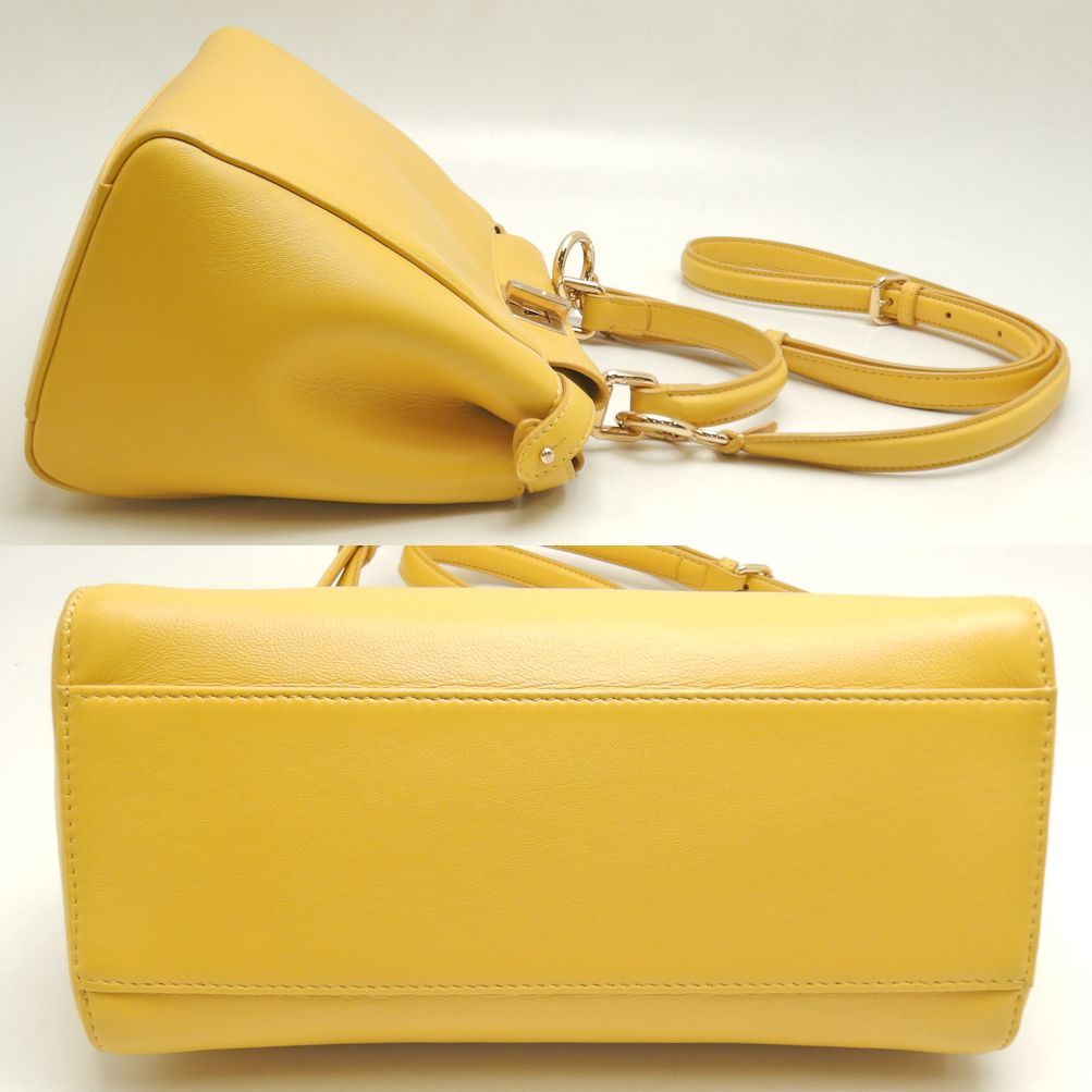 Fendi Peekaboo Mini Leather Handbag Yellow