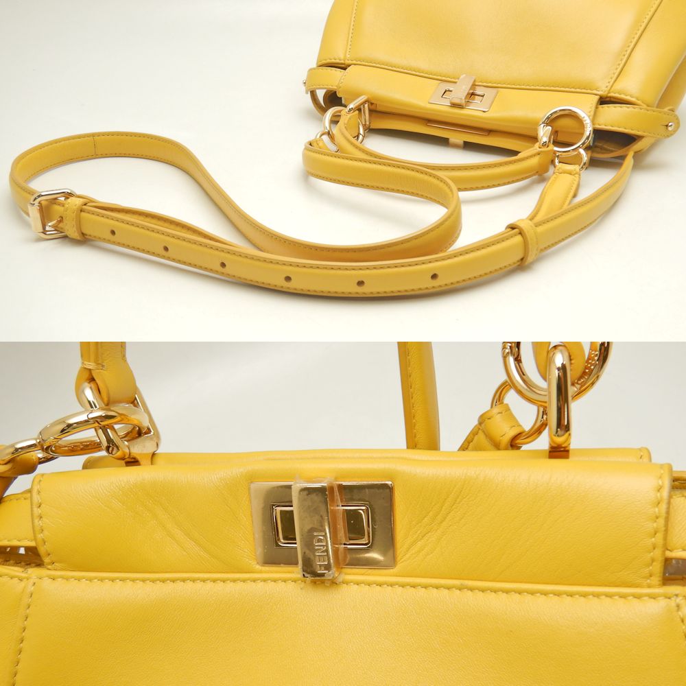 Fendi Peekaboo Mini Leather Handbag Yellow