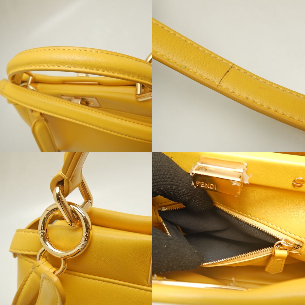 Fendi Peekaboo Mini Leather Handbag Yellow