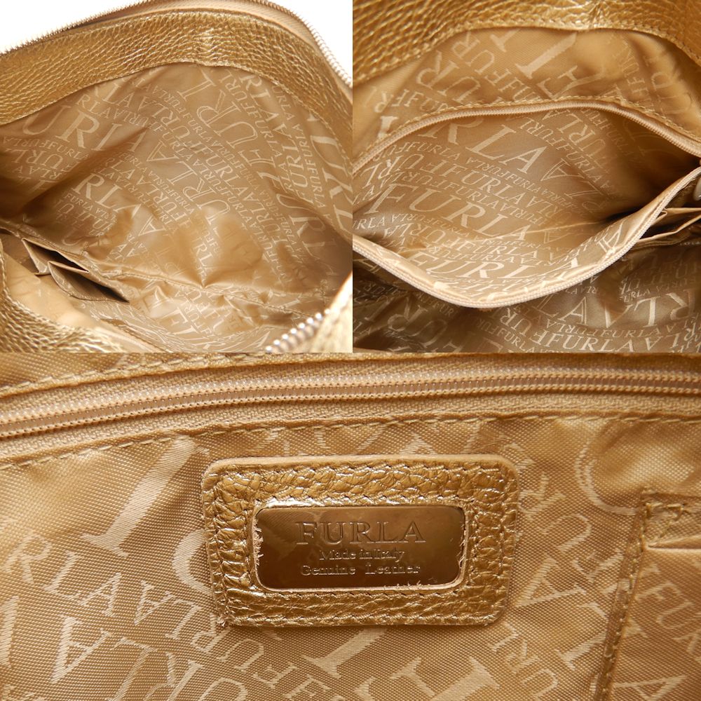 Furla Leather Shoulder Bag Gold