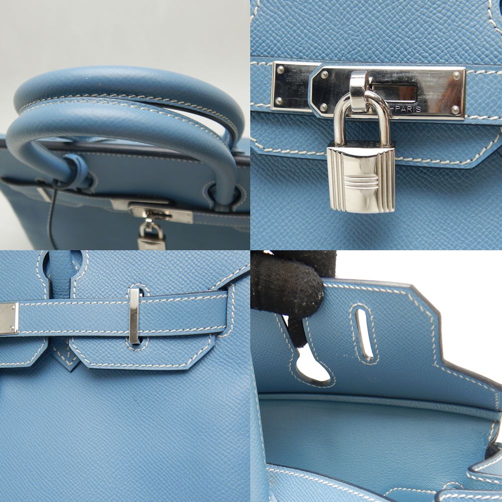 Hermes Birkin 30 Handbag Blue Jean