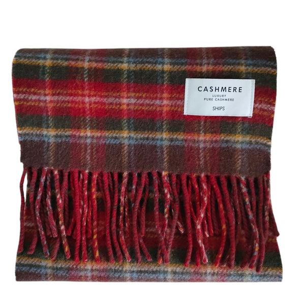 SHIPS Pure Cashmere Check Fringe Scarf