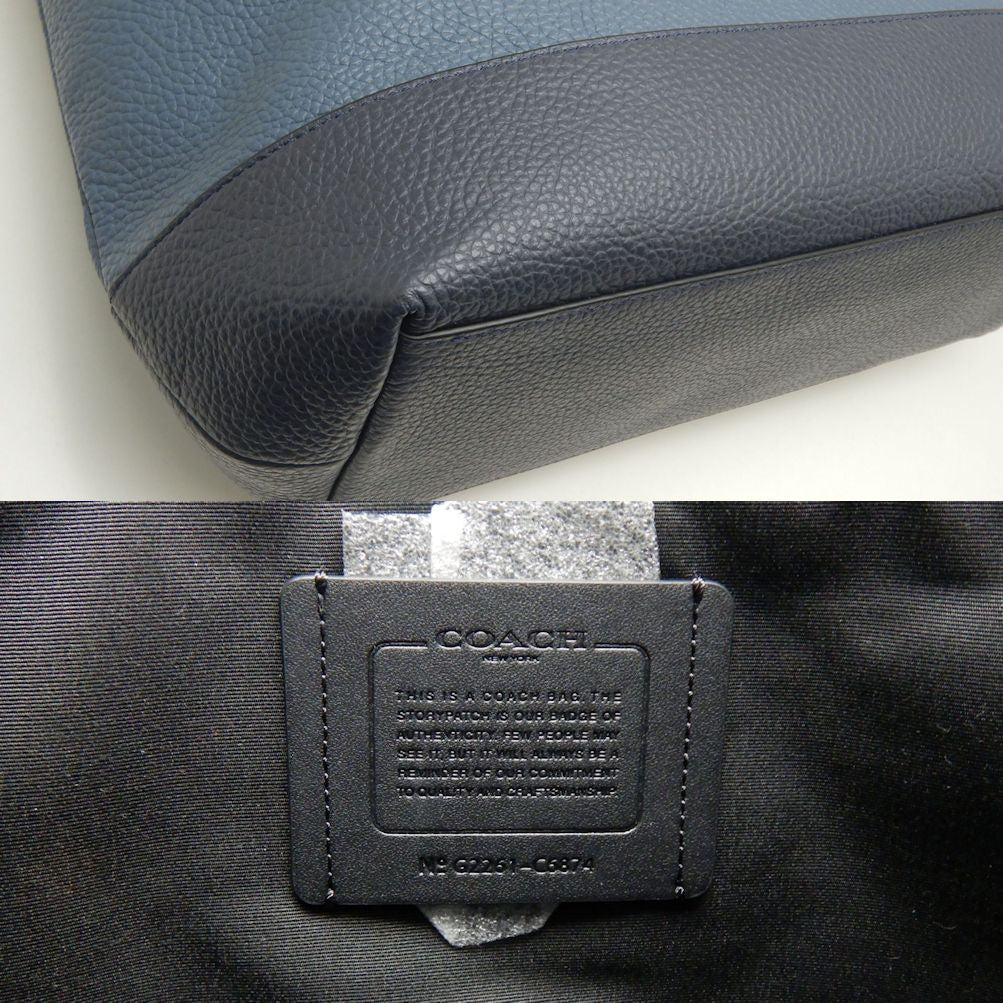バッグ COACH Hamilton Tote Pebble Leather Navy Vintage Coach Hamilton Pebble Leather Shoulder/crossbody Bag in