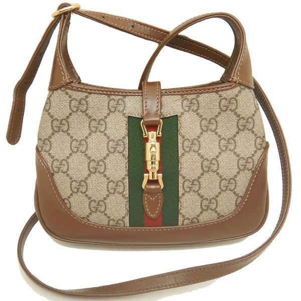 Gucci Jackie 1961 Ophidia GG Supreme Canvas Leather Shoulder Bag