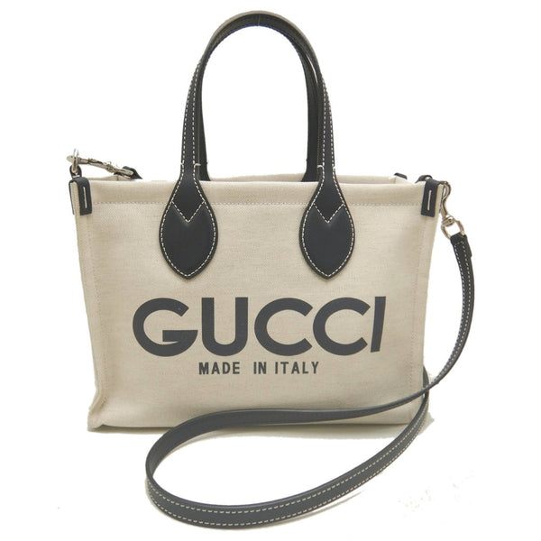 Gucci Lido Collection Canvas Leather Tote Bag