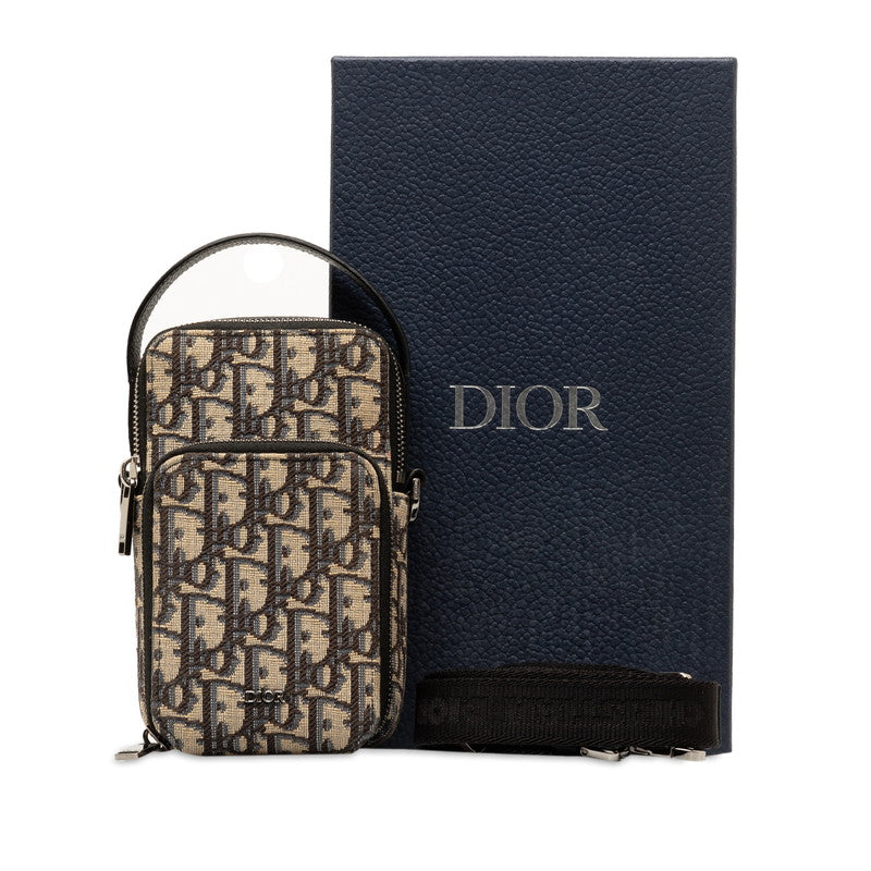 Dior Leather Jacquard Trotter Phone Case Shoulder Bag in Great Condition