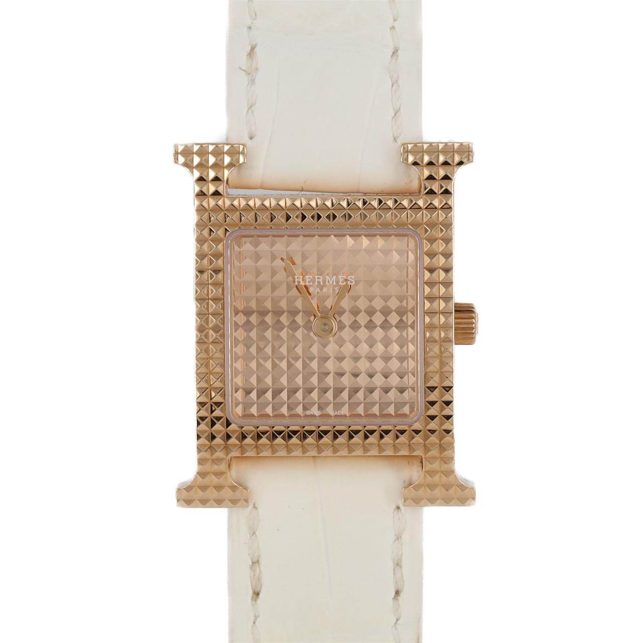 Hermes H Watch Pink Gold Quartz