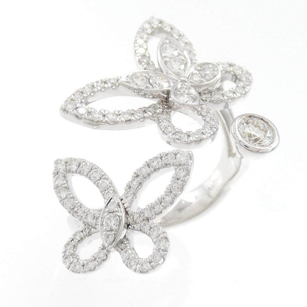 Graff Mini Butterfly Silhouette 18K White Gold Diamond Ring Size 9