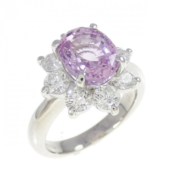 Pt900 Sapphire Diamond Ring
