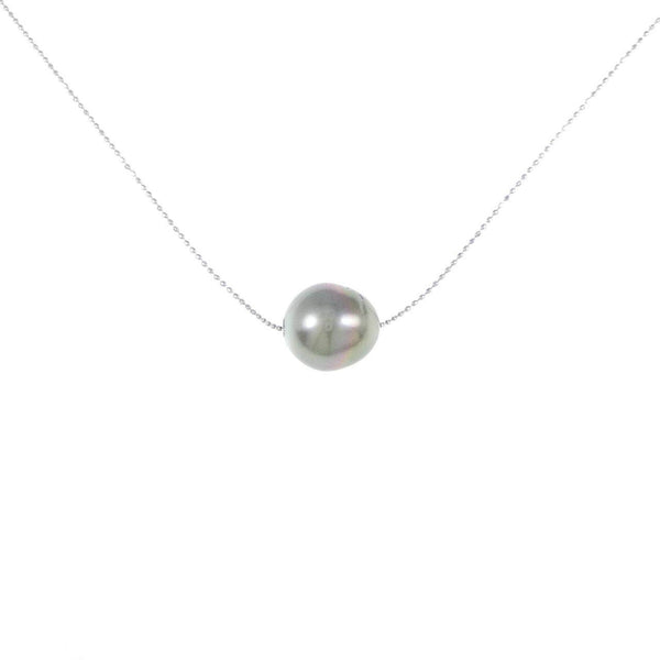 Au750 White Gold Black Pearl Necklace