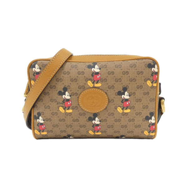 Gucci Mickey Print Mini GG Supreme Canvas Leather Shoulder Bag
