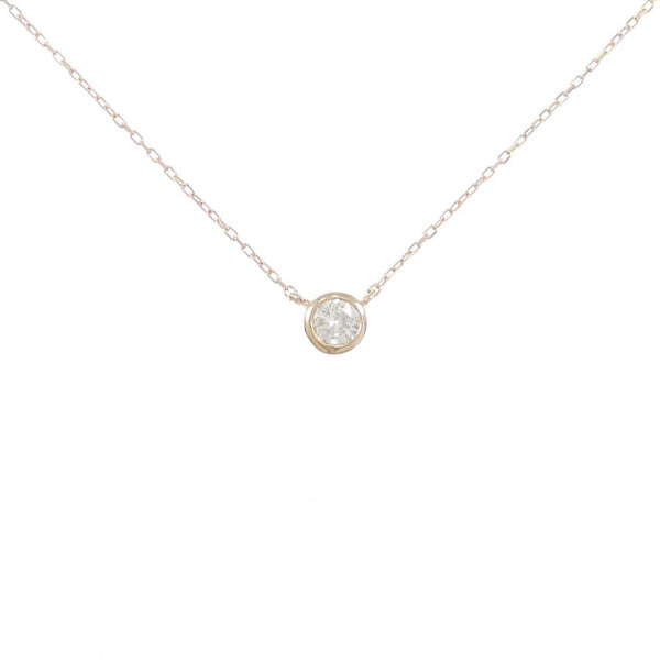 Au750 Pink Gold Solitaire Diamond Necklace