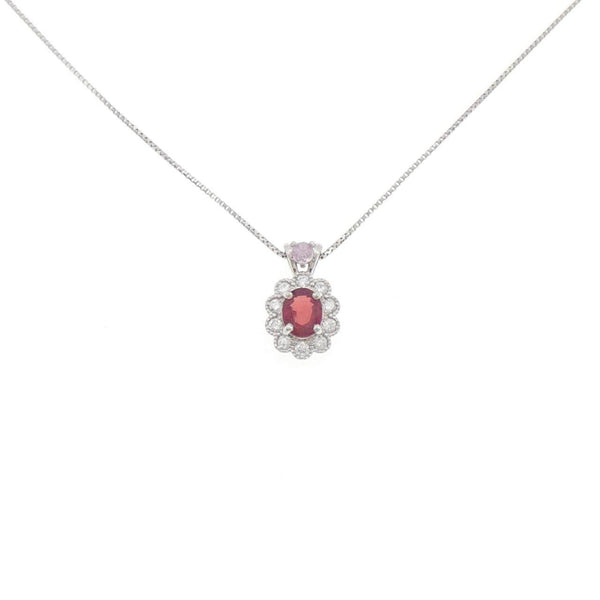Platinum Ruby Sapphire Diamond Necklace