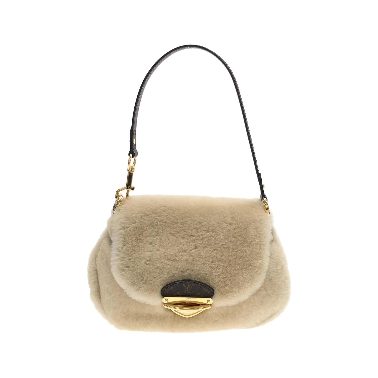Louis Vuitton Cozy Glam Sunset Shearling Coated Canvas Shoulder Bag