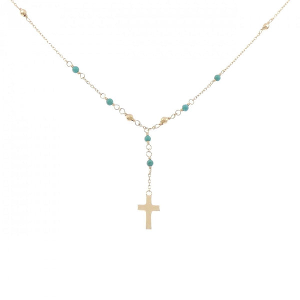 agete K10 Yellow Gold Turquoise Necklace