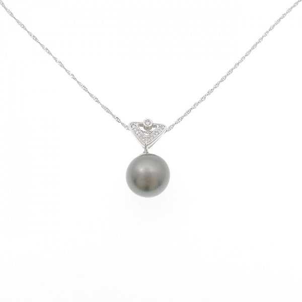 Platinum Black Pearl Diamond Necklace