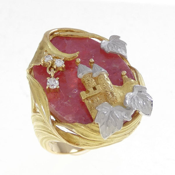 As Time platinum Au750 yellow gold rhodochrosite ring